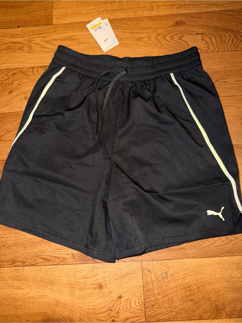 Puma Black Athletic Shorts with Light Contrast Piping